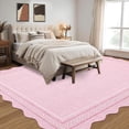 thumbnail image 3 of 6*9FT Washable Area Rugs 6x9 Rug for Living Room Scalloped Pink Nursery Rug Non Slip Soft Bedroom Rugs Low Pile Large Area Rug Stain Resistant Carpet for Grils Room Playroom Dining Room, Pink Pink, 3 of 8