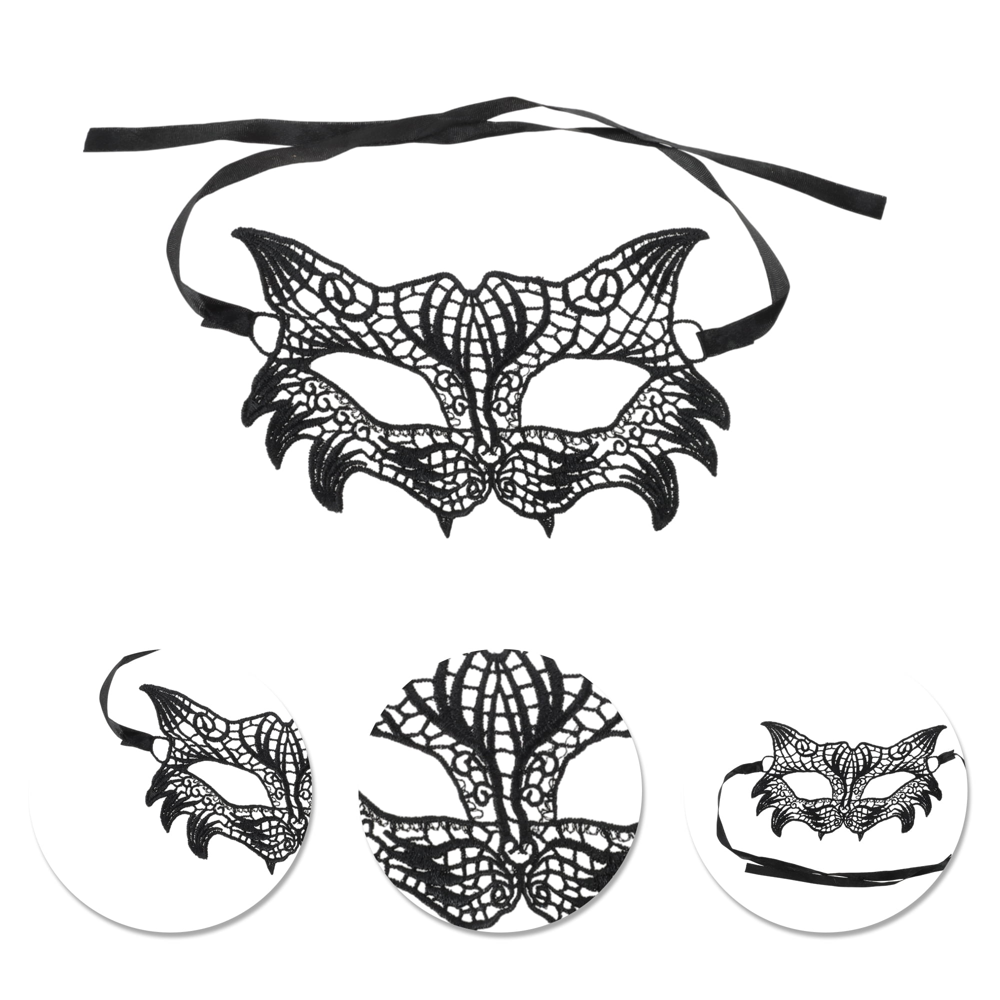 Unique Bargains 1 Pack Elegant Lace Half Face Party Mask in Black Black Pattern 15