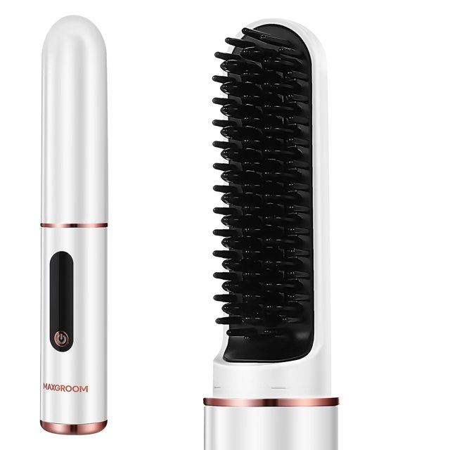 Peine alisador de cabello inalámbrico: peine térmico portátil de viaje con protección anti-quemaduras, dientes redondeados y 4 ajustes de temperatura para mujer.
