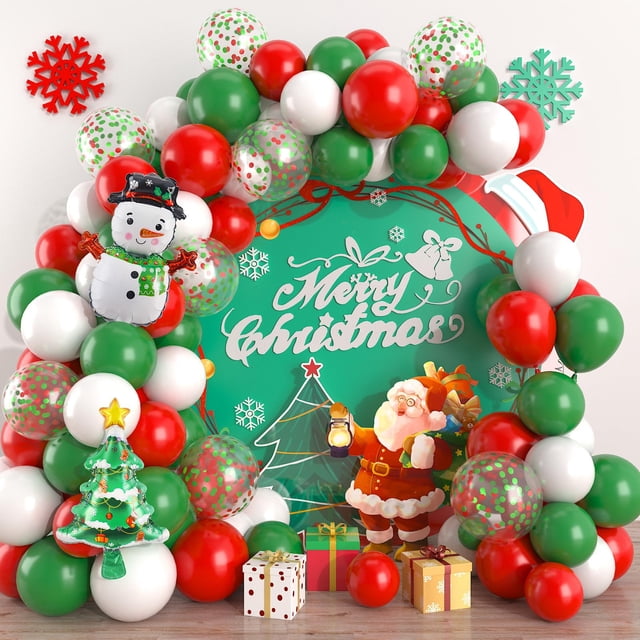 Kit de guirnaldas con globos para Navidad, rojo, verde y blanco, 104 unidades