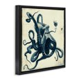thumbnail image 3 of Stupell Industries Traditional Vintage Maritime Octopus Black Floating Frame Canvas Art, 18 x 18, by Vlad Mel, 3 of 8