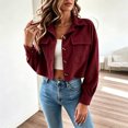 thumbnail image 7 of cocolona Cropped Jackets for Women Lapel Button Down Trendy Tops Casual Long Sleeve Fall Short Outerwear, 7 of 7