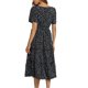 thumbnail image 4 of VISgogo Vestido de manga corta para mujer, vestido holgado con cintura elástica y cuello cuadrado con estampado de corazón pequeño, ropa informal simple de una pieza VISgogo  moda, 4 of 5