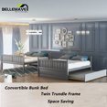 thumbnail image 2 of BELLEMAVE Full Over Full Bunk Bed, Wood Bunk Bed Frame with Twin Trundle, Fence Shaped Guardrails, Ladder, Headboard, Convertible into 2 Bed, Full Bunk Bed for Adult, Teens, Kids(Gray), 2 of 11