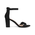 thumbnail image 3 of BLISSFUL STEP Women's Sandals Ankle Strap Scalloped Decor Block Heels Sandals Black 11, 3 of 7