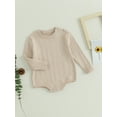 thumbnail image 3 of Bagilaanoe Newborn Baby Girl Boy Rompers Sweater Solid Long Sleeve Knit Bodysuits 3M 6M 9M 12M 24M Warm One Piece Short Jumpsuit, 3 of 8