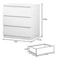 thumbnail image 3 of Nightstand with 3 Drawer, Bedside Table for Bedroom Living Room, Modern Wooden Chest Cabinet with Storage, 23''W, White, 3 of 9