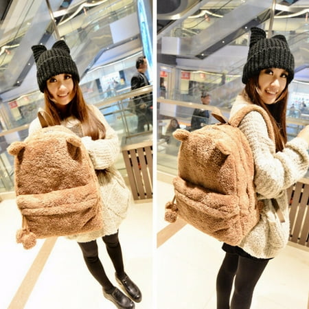 Panda Crossbody Bag Korean Cute Casual Women Backpack Plush Panda Shoulder Bag School Bag Rucksack ,Light khaki color ()