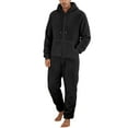 thumbnail image 2 of Timegard Mens Rompers Plus Size Winter Drawstring Hoodies Homewear Zip up Warm Comfy Jumpsuit with Pockets, 2 of 6