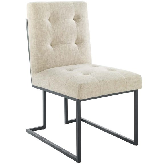 Modway Privy Black Stainless Steel Upholstered Fabric Dining Chair in Black Beige