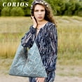 thumbnail image 2 of LHSHID Canvas Handbag for Women Ethnic Style Tote Top Handle Summer Beach Large Shoulder Bag, 2 of 6