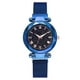 thumbnail image 2 of Reloj de pulsera con correa de malla de aleación de cuarzo y números romanos con esfera redonda de moda para mujer (azul), 2 of 5