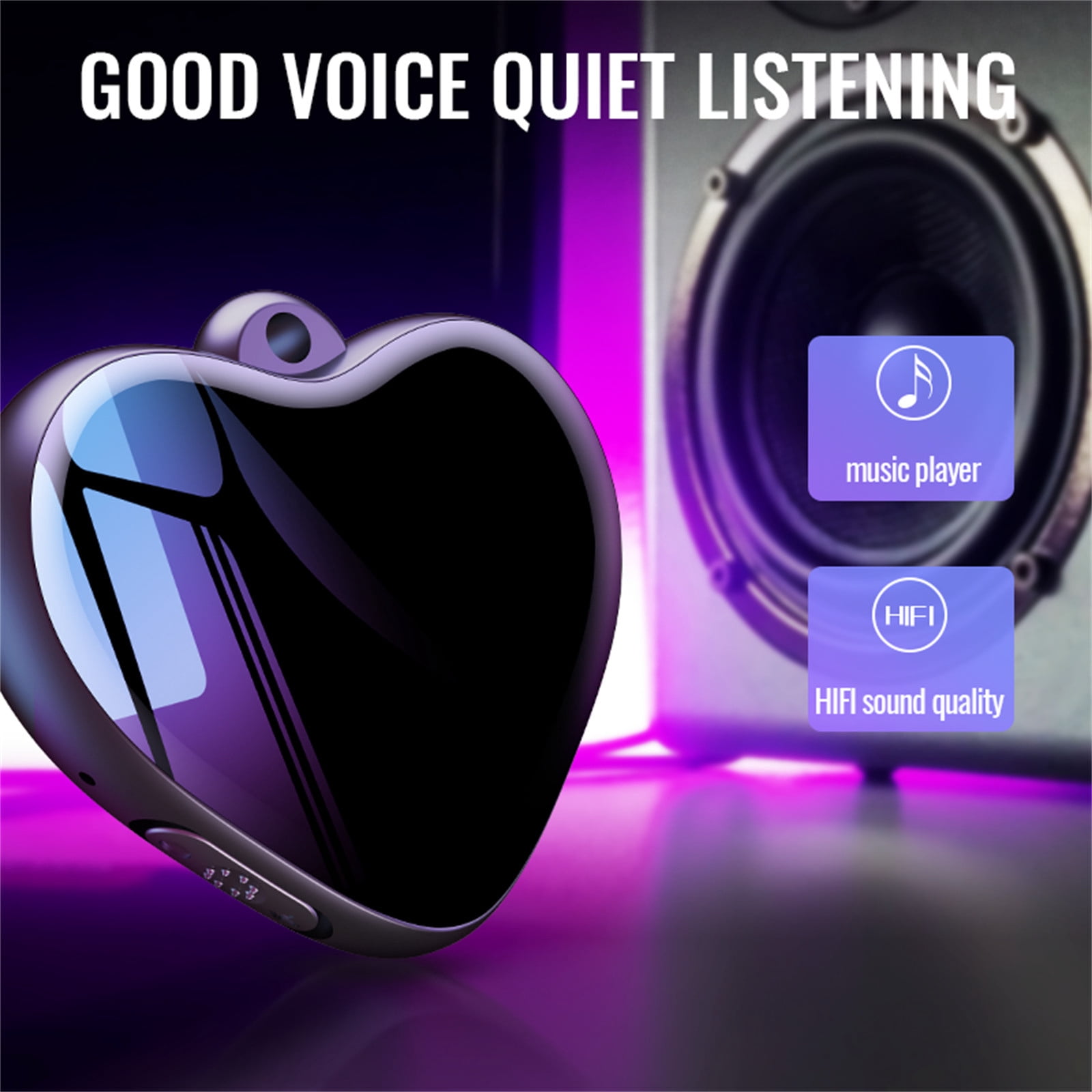 Pendant Audio Voice Recorder, Voice Recorder Necklace, For Lecture Interview Meeting Class HD Noise Reduction, 4GB/8GB/16GB/32GB