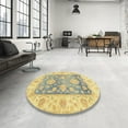 thumbnail image 4 of Ahgly Company Machine Washable Indoor Square Abstract Brass Green Area Rugs, 7' Square, 4 of 7