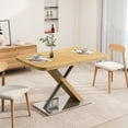 thumbnail image 3 of 63" Extendable Dining Table, Naturalistic Tone, Seats 4-6, Robust And Steel Build Square Table For 6, 47.25"-63" Expandable, Look,, 3 of 6