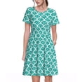 thumbnail image 1 of Bixox Robe d'Été à Manches Courtes pour Femmes Robe Ample Longueur Genou avec Poches-Aigue-Marine Pailletée1, 1 of 7