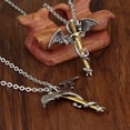 thumbnail image 4 of Silvertone Flying Dragon Goldtone Sword Necklace Pendant Anti-Tarnish Resistant, J-397-D, 4 of 6