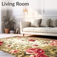 thumbnail image 2 of ODIKA 2'x3' Machine Washable Non-Slip Area Rug, Multicolor Botanical with Rose Flower Clusters and Leafy Details High Traffic Rug, Beige, 61734, 2 of 7