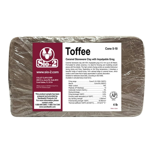SIO-2 Toffee Caramel Stoneware Ceramic Pottery Clay | 4 lb, Cone 5-10 | High Fire Kiln-Fired Clay