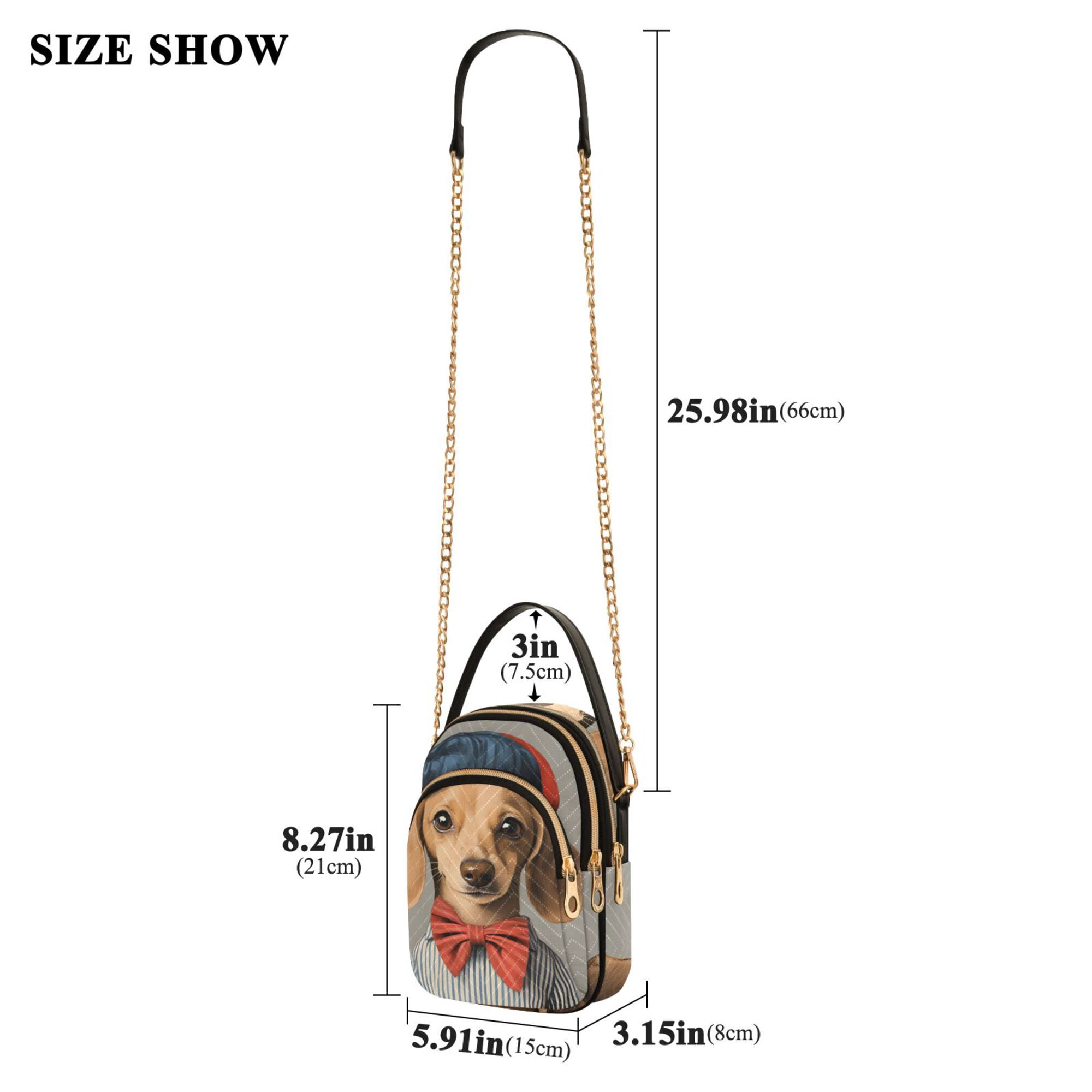 FORMRS Crossbody Bag for Women Quilted Travel Shoulder Cell Phone Purse with Chain Strap Handbag, Yellow Dog Artist