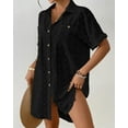thumbnail image 6 of Bsubseach Women Beach Cover Ups Swiss Dot Shirt Dresses Button Down Swim Coverup Vacation Outfits, 6 of 6
