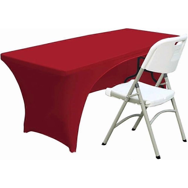 Spandex Tablecloth 6ft (Approx. 1.8m) Polyester Tablecloth Stretch Spandex Tablecloth - Tablecloth (Backless Red)