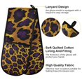 thumbnail image 2 of Yayeee Double Oven Mitt Kitchen Heat Resistant Baking 35" x7" Quilted Glove, Purple Leopard Print, 2 of 6