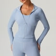 thumbnail image 2 of Women's Slim-Fit Athletic Zip Crop Jacket Weightless Performance Tech with Thumb Holes Running Yoga Studio-to-Street Wear, 2 of 6