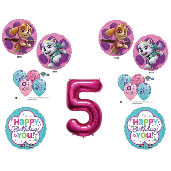 5th Birthday Skye & Everest Paw Patrol Girl Balloons Decoration Supplies Party