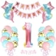 thumbnail image 1 of Arco de color degradado Globos de cumpleaños Decoraciones Globos rosas y azules Banner de feliz cumpleaños, 1 of 5