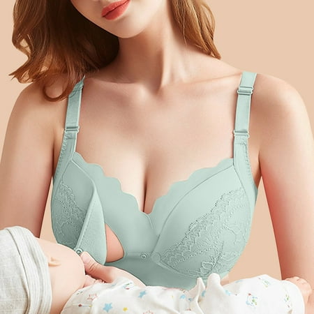 OJSFQUFP Women s Breastfeeding Bra Non Sagging Ultra-Thin Maternity Underwear Solid Women s Bras No Underwire Push Up Bra Basic Soft Bra Green 85C