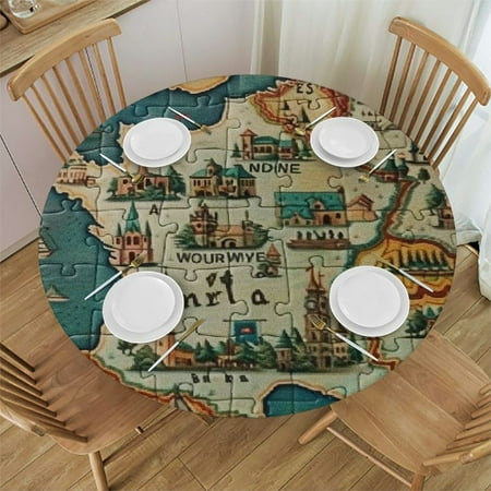 

BCIIG Map Germany Jigsaw Puzzle Round Tablecloth Stain Resistant Washable 100% Polyester Fiber for Indoor Outdoor Kitchen Dining Wedding Parties Table Decor 38-42