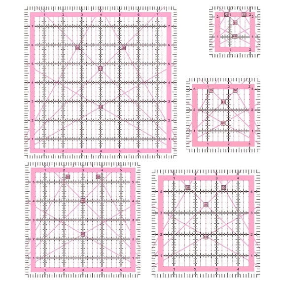 GIRACOA 5pcs Acrylic Quilting Square Rulers Set - 2.5, 3.5, 5, 6, 8 Inch Clear Quilting Template Fabric Cutting Rulers - 3mm Heavy Duty Clear Acrylic Sewing Rulers Kit with High Precision Grid Mark