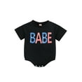 thumbnail image 1 of Faithtur Bébé Casual Manches Courtes Romper Mode Lettre Impression Col Rond Triangle Combinaisons, 1 of 9