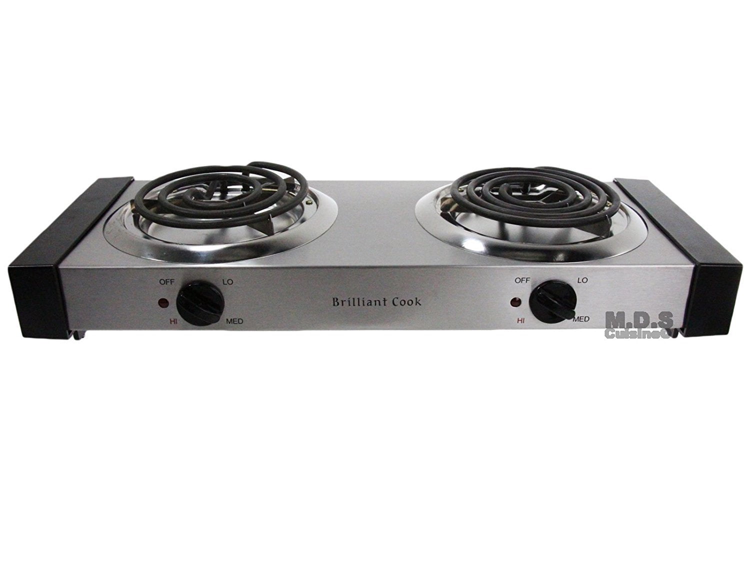 Electric Stove Double Burners Countertop Portable Stainless Steel Body Cool Touch Panels