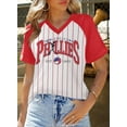thumbnail image 3 of ALLTB Women Baseball Graphic Shirts Baseball Fan T-Shirts Baseballs Team Tee Game Day Outfits Casual Tops, Red-White, 3 of 7