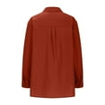 thumbnail image 5 of TKLPEHG Long Sleeve Tunic Tops for Women Lapel Button Cotton Linen Tops Lightweight Classic Solid Color Loose Casual Fashion Blouses (Orange,L), 5 of 5