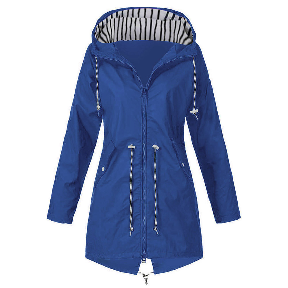Summer Savings Clearance! SHOPESSA Women’s Solid Rain Jacket Outdoor Jackets Hooded Raincoat