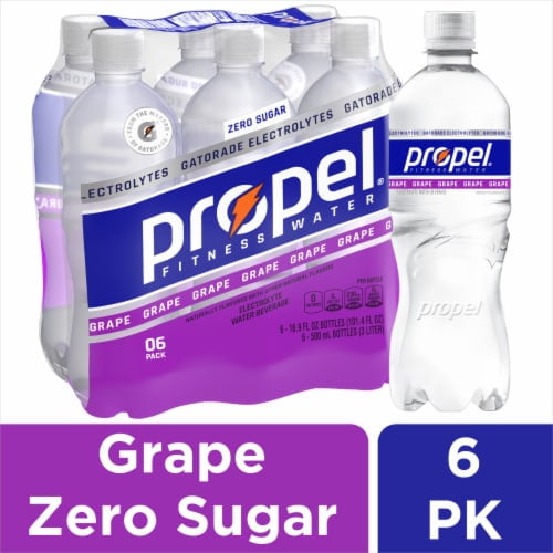 Propel Zero Calorie Electrolyte Grape Flavored Bottled Water - 16.9 fl oz - 6 bottles