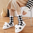 thumbnail image 5 of Slipper Socks for Women with Grippers Non Fuzzy Grip Winter Warm Cozy Thick Comfy Soft Cabin Socks, 5 of 7