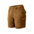 thumbnail image 3 of DYMADE Women's Summer Thin Workwear Solid Mid Waist Button Casual Cargo Shorts, 3 of 5