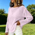 thumbnail image 6 of QASIEATN Women's Mesh Long Sleeve Tops Boat Neck See Through Lightweight Sweater Crochet Knit Tops Fall Fashion Outfits for Women, 6 of 6