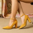 thumbnail image 5 of Women's Pointed Toe High Heels Pump Shoes Suede Closed Toe Ankle Strap Wedding Evening Party Dress Shoes, 5 of 9