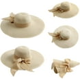 thumbnail image 2 of Womens 5.5 Inches Big Bowknot Straw Hat Large Floppy Foldable Roll up Beach Cap Sun Hat UPF 50+, 2 of 5