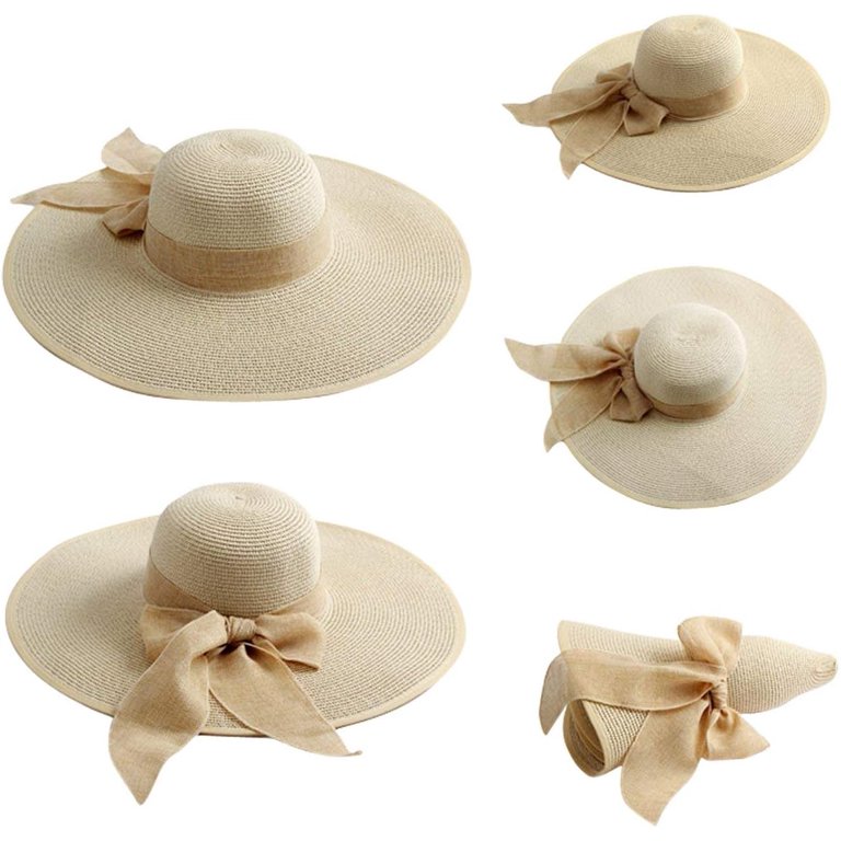 Womens 5.5 Inches Big Bowknot Straw Hat Large Floppy  display picture 3