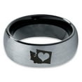 thumbnail image 2 of Tungsten Washington The Evergreen State Heart Band Ring 8mm Men Women Comfort Fit Black Dome Brushed Gray Polished, 2 of 4