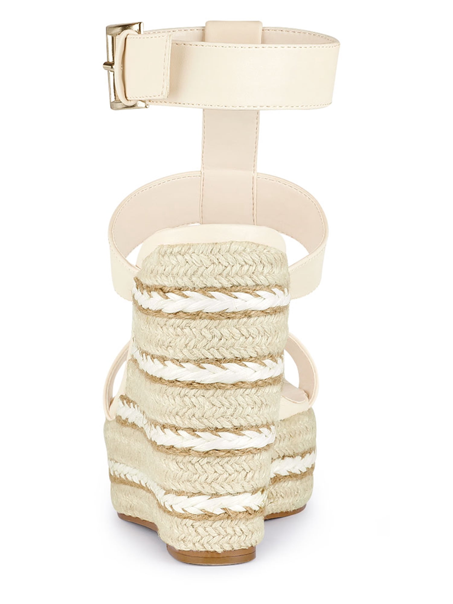 Unique Bargains Women's Strappy Espadrille Wedges Platform Sandals for Fashion Beige 9