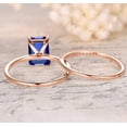 thumbnail image 2 of 2 Carat Blue Sapphire 7x5mm Emerald Cut And Moissanite Diamond Bridal Set in 10k Rose Gold, 2 of 3