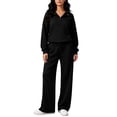thumbnail image 4 of Atkumj Womens 2 Piece Sweatsuits Sets Stylish Half Zip Stand Collar Sweatshirts and Drawstring Straight Leg Sweatpants Tracksuit Set Casual Solid Color Fall Sets for Women with Pockets S, 4 of 5