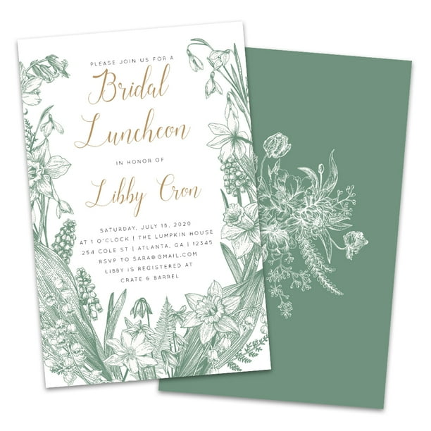 Personalized Vintage Florals Bridal Luncheon Invitations